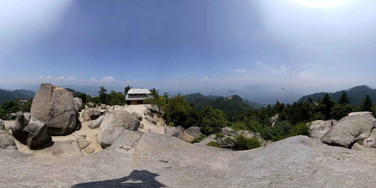 Forest trail climbing toward the summit of Mount Misen on Miyajima Island in Hiroshima, Japan