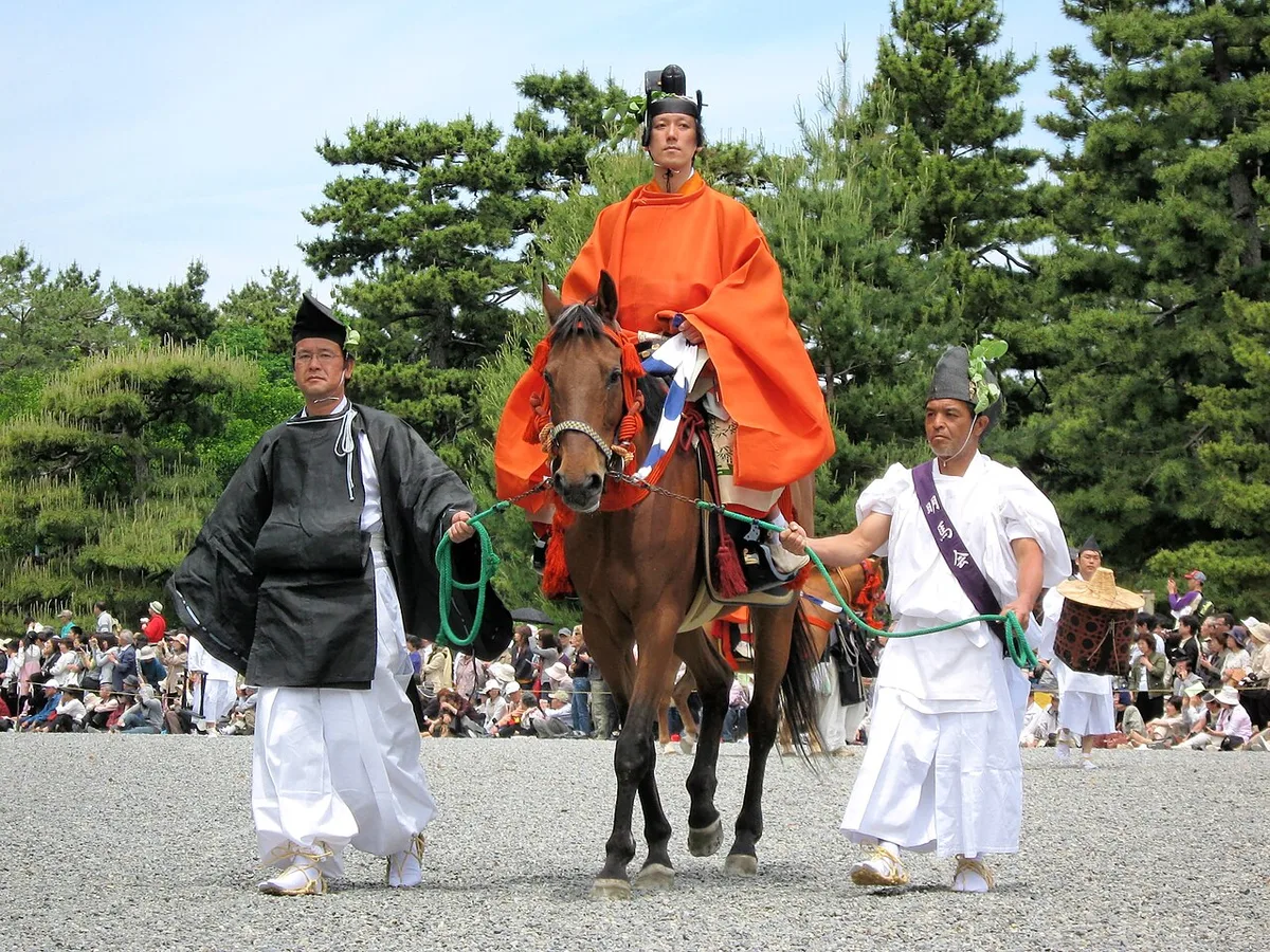 Aoi Matsuri imperial procession passing Shimogamo Shrine in Kyoto, Japan — 1