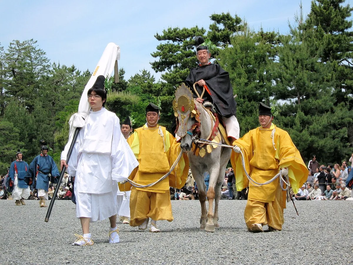 Aoi Matsuri imperial procession passing Shimogamo Shrine in Kyoto, Japan — 2