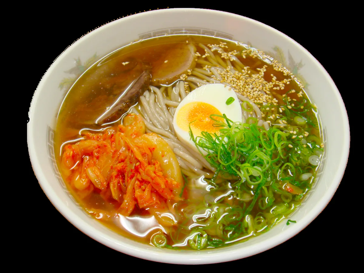 Bowl of chewy Beppu reimen with kimchi — 2
