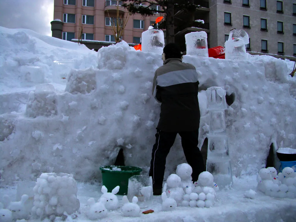 Otaru winter canal snow — Otaru, Hokkaido