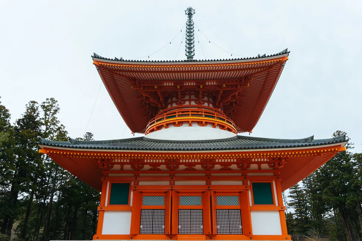 Konpon daito vermilion in Koyasan, Japan