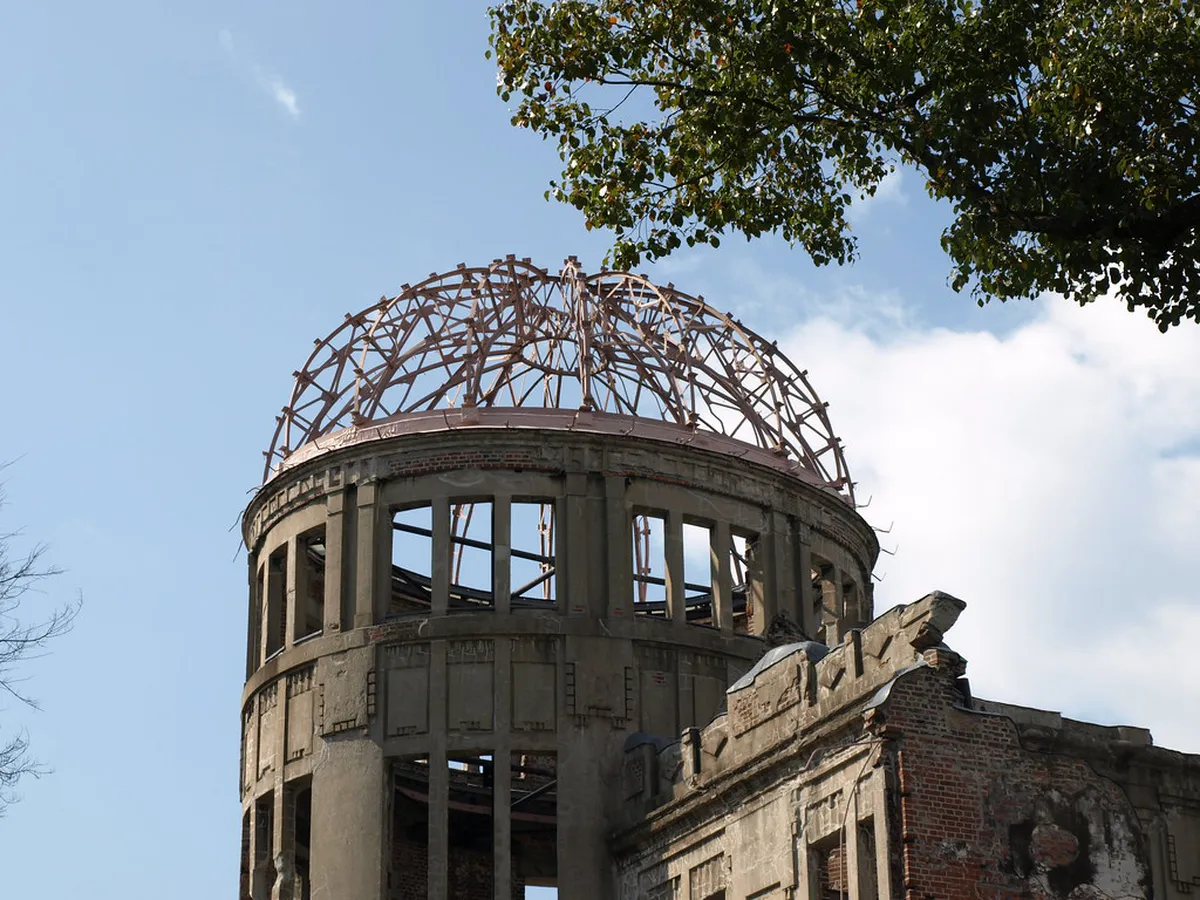 Hiroshima Atomic Bomb Dome Genbaku preserved ruins beside the Motoyasu River Japan