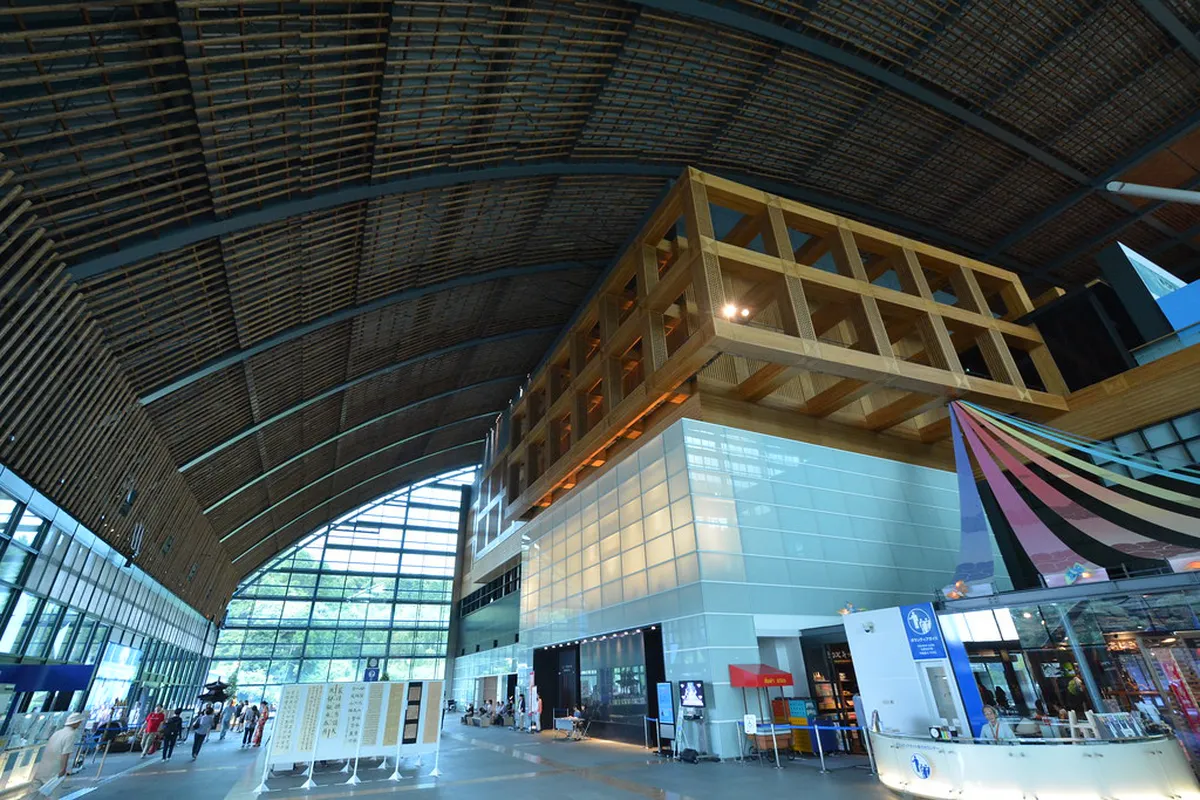 Kyushu National Museum blue glass facade reflecting cedar forest in Dazaifu Fukuoka Japan