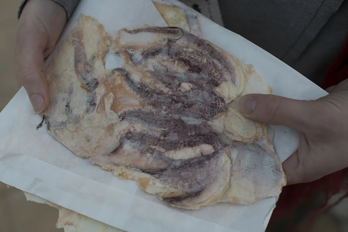 Vendor pressing a tako senbei octopus cracker on Benten-nakamise-dori, Enoshima, Japan — 1