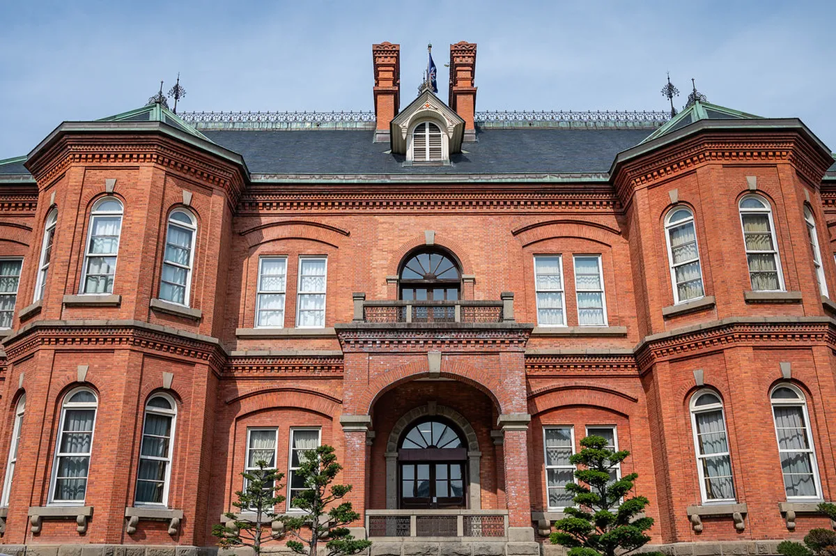 The Former Hokkaido Government Office red brick facade reflecting Meiji-era architecture in central Sapporo