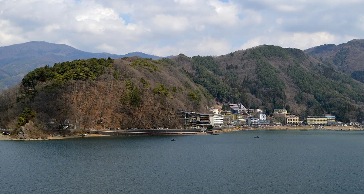 View of northern Azagawa from Kawaguchiko Bridge Fujikawaguchiko 2016 — 2