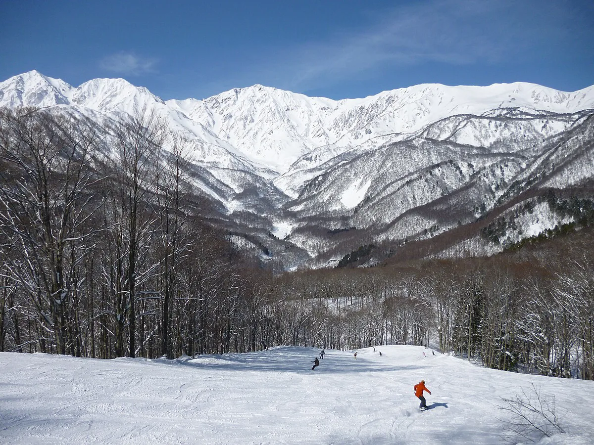 Panoramic view of multiple ski resorts across Hakuba Valley, Japan — 2