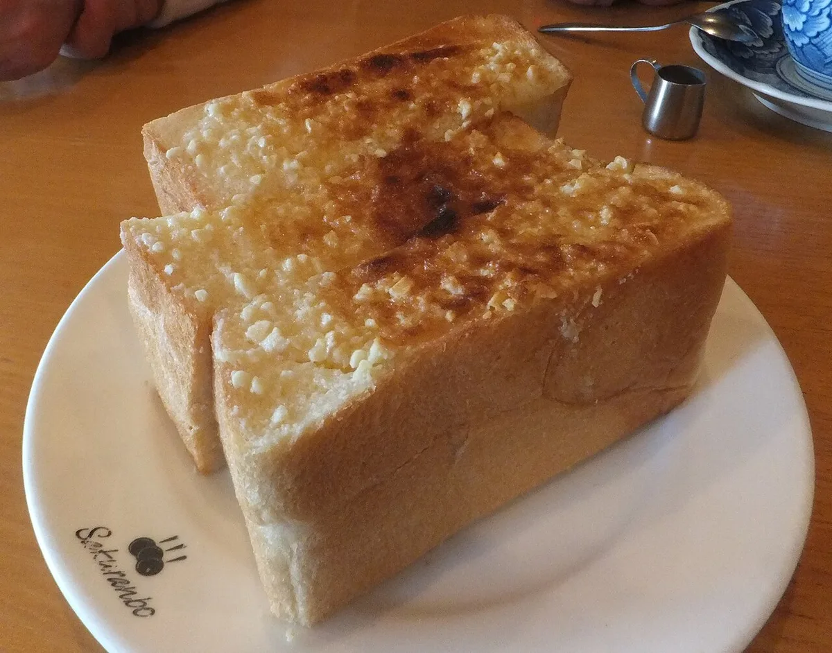 Golden almond toast with coffee at a Himeji kissaten, Japan — 2