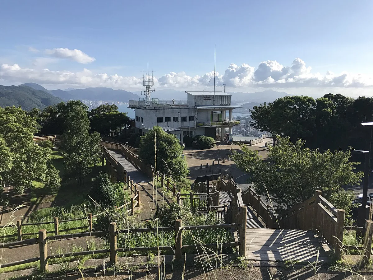 Ropeway cabin overlooking the Kanmon Straits at Hinoyama Park in Shimonoseki, Japan — 1