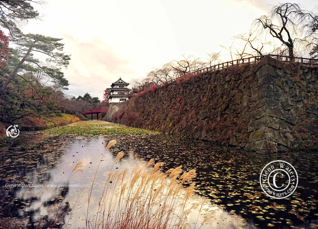Hirosaki Castle moat autumn — Japan