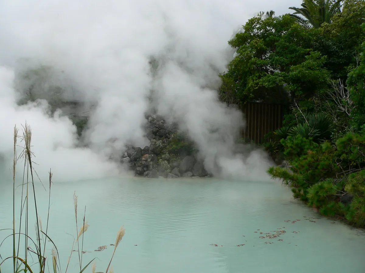 Beppu's Umi Jigoku Hell, a bubbling cobalt-blue hot spring in Kannawa