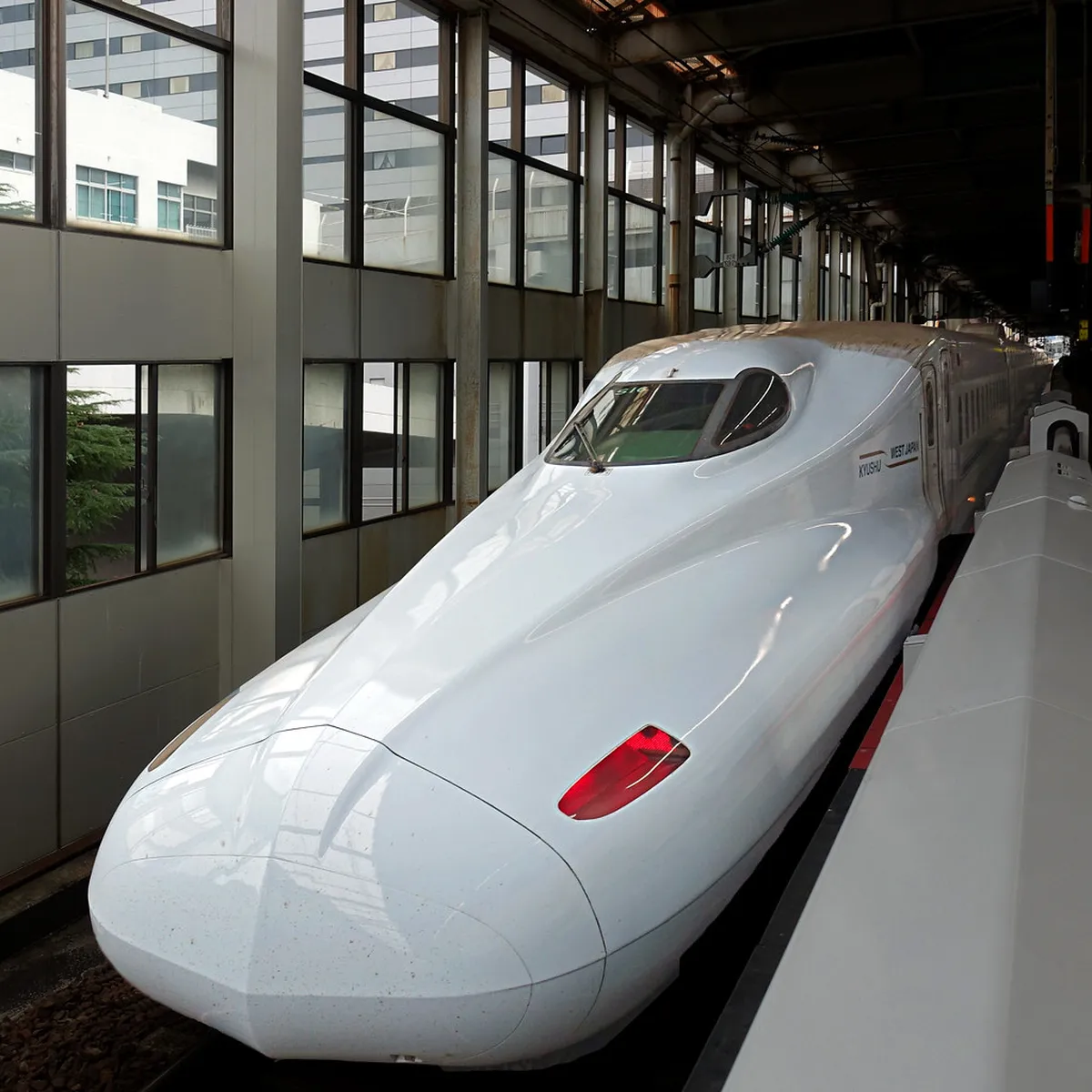 Sakura Shinkansen departing from Osaka toward Hiroshima on the Sanyo Shinkansen line in Japan