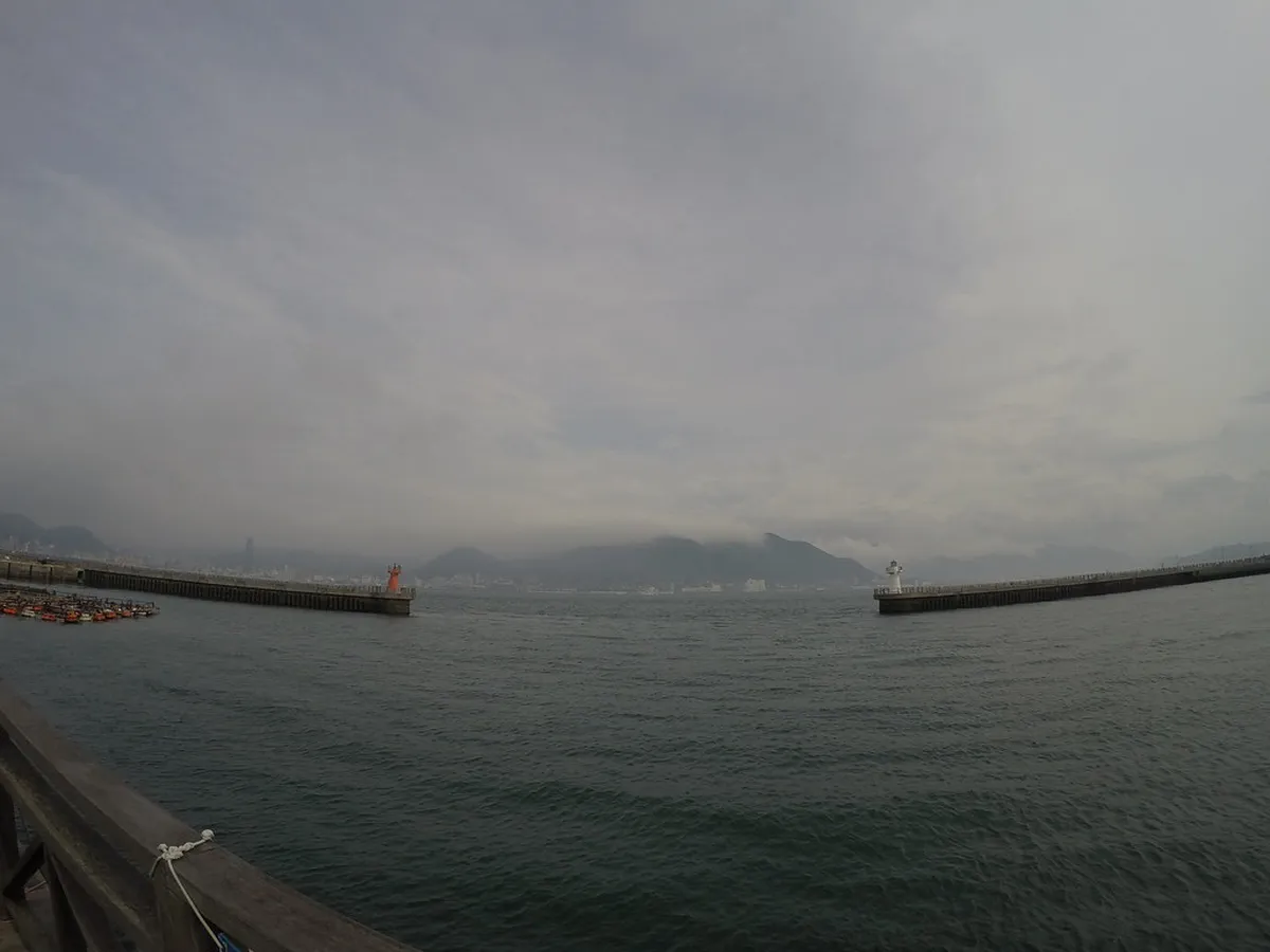 Ferry crossing Hakata Bay in Fukuoka, Japan, offering a scenic route between the Momochi area and Uminonakamichi Seaside Park