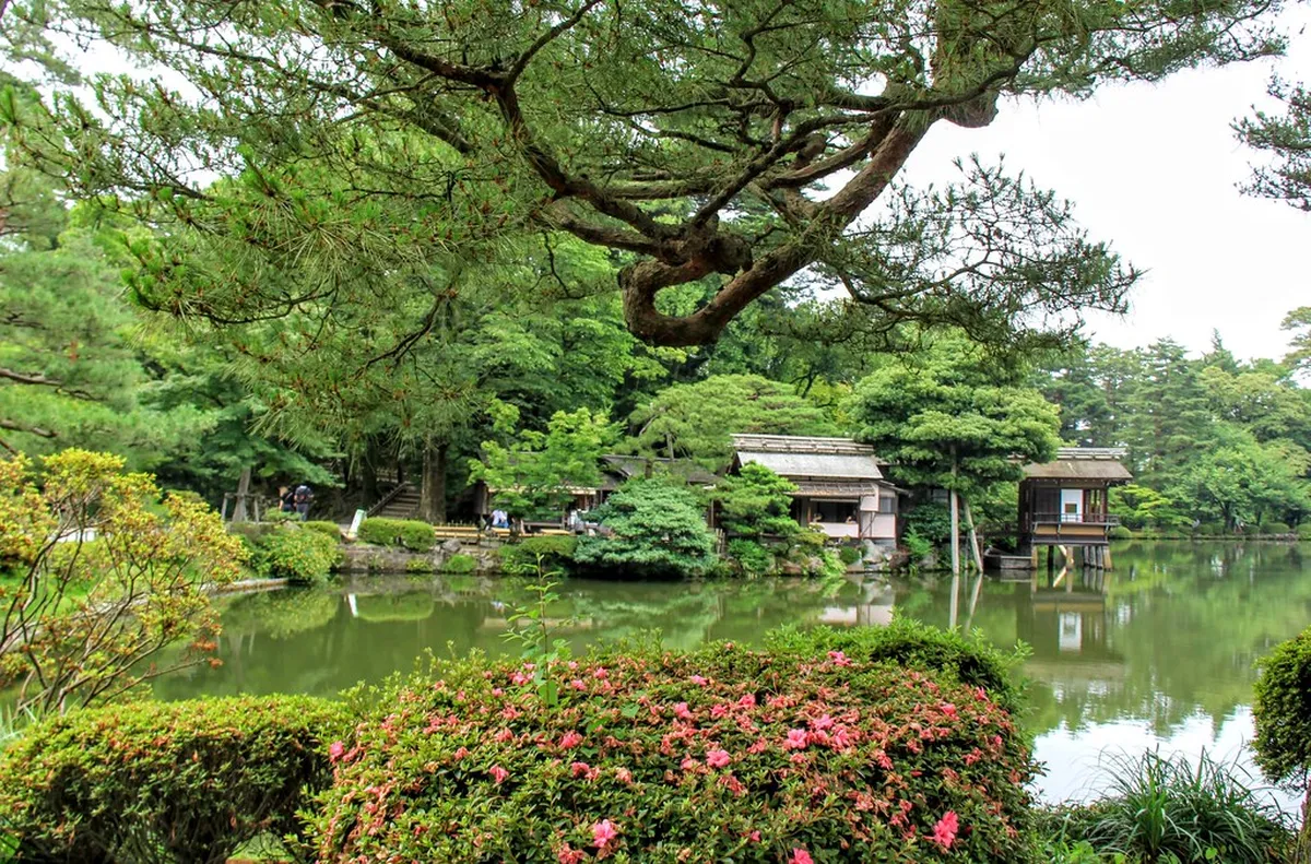 Kanazawa Castle Park stone walls and turrets with wide green lawns perfect for family visits