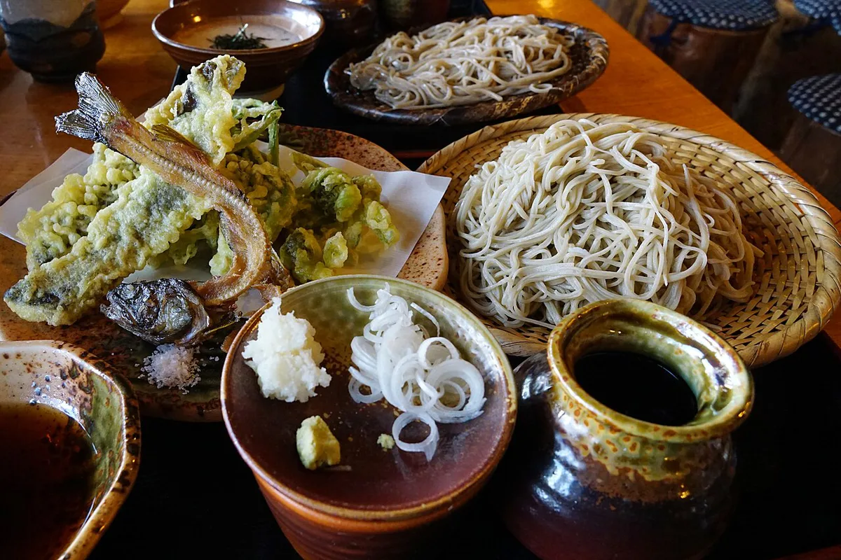Bowl of cold zaru soba noodles served in Karuizawa, Japan — 2