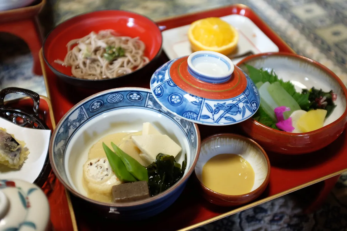 Temple food meal in Koyasan, Japan