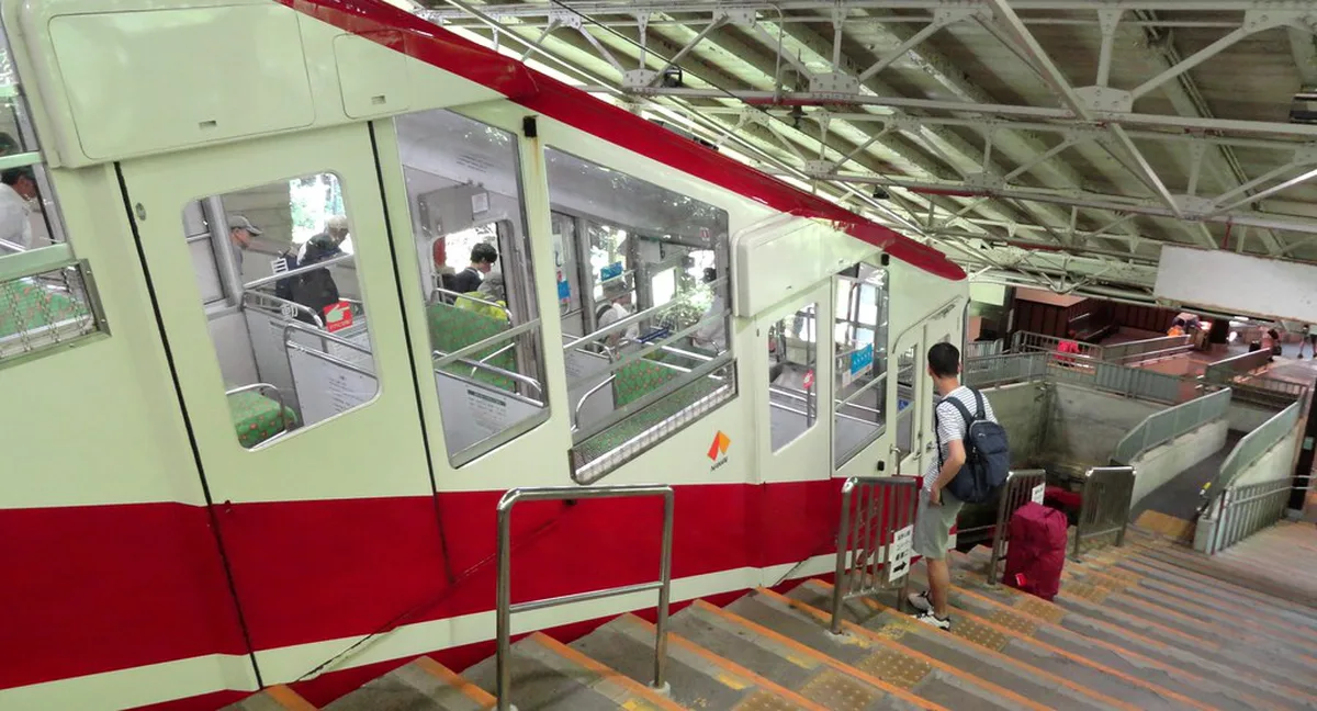 Cable car gokurakubashi in Koyasan, Japan