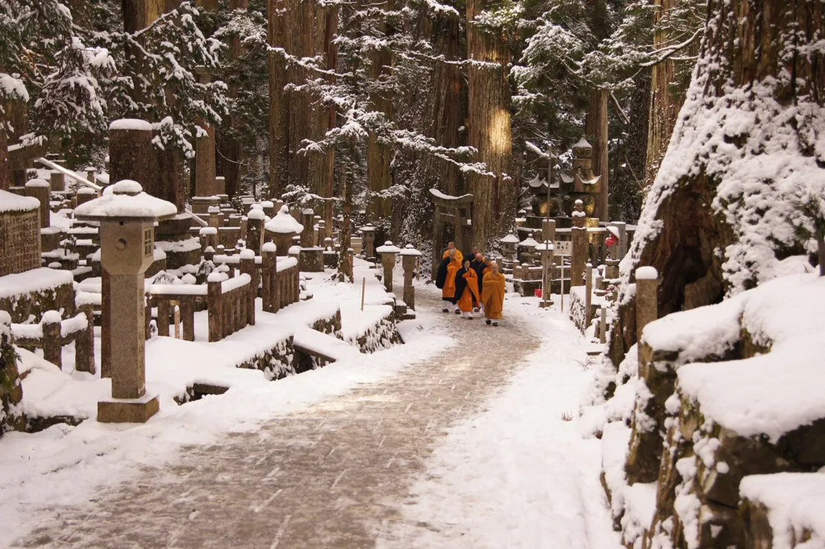 Snow winter in Koyasan, Japan