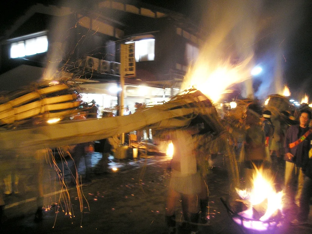 Torch procession during the Kurama Fire Festival near Yuki Shrine, Kyoto, Japan — 2