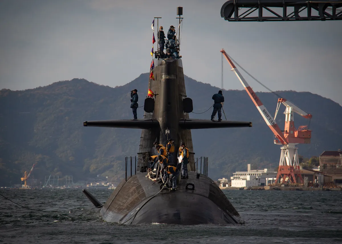 Retired JMSDF submarine on dry land outside the Iron Whale Museum in Kure, Hiroshima, Japan