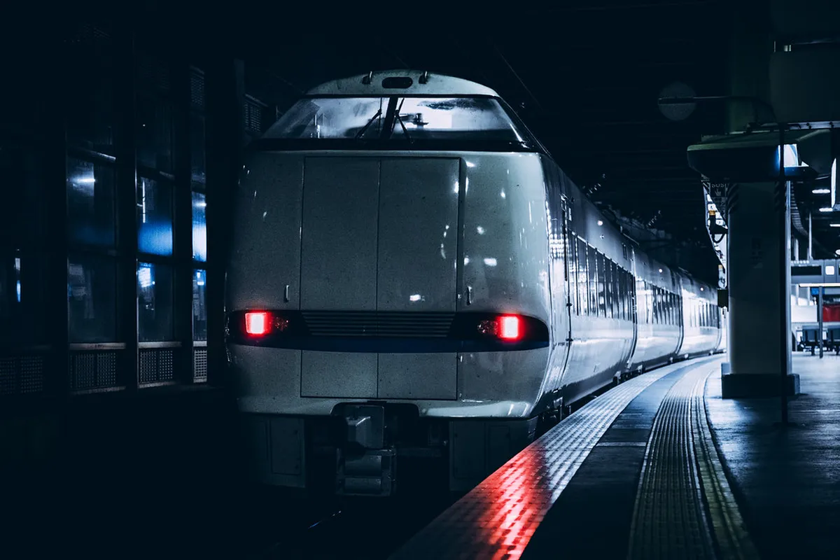 Thunderbird limited express train at a Japanese station platform