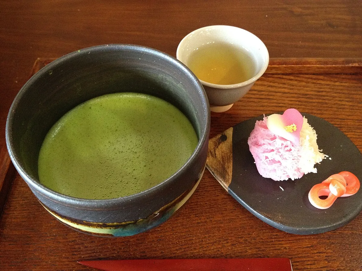 Matsue wagashi served with matcha — 1