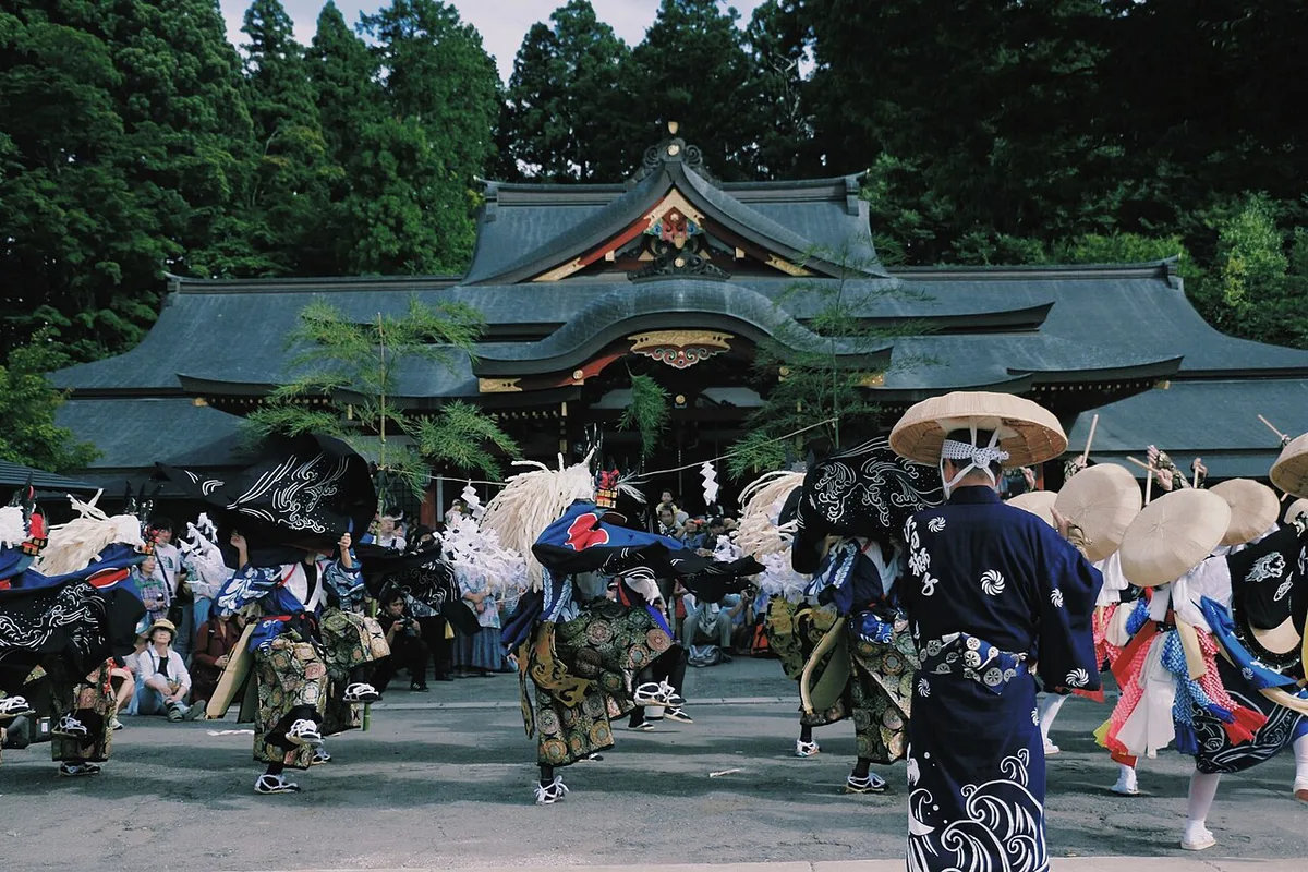 Dancers and drummers in the Morioka Sansa Odori parade, Iwate, Japan — 2