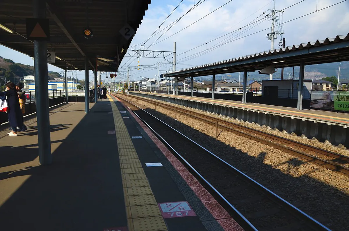 Shinkansen bullet train at a platform in Nagasaki connecting the city to Fukuoka on the Nishi-Kyushu line, Japan