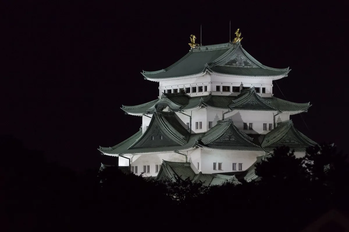 Nagoya Castle Honmaru Palace cypress wood corridors and gold-leaf screen paintings inside, Japan