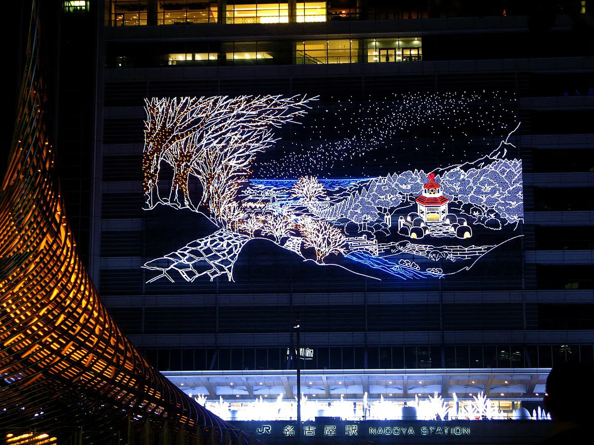Winter illumination lights at Nagoya Station in the evening, Japan — 2