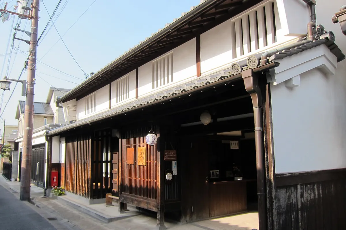Naramachi Koshi-no-Ie preserved lattice merchant house with wooden facade in Nara, Japan