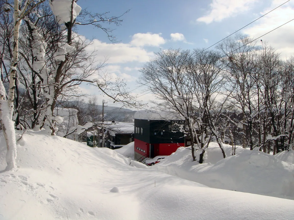Deep powder snow blanketing the Niseko slopes during peak winter season in Hokkaido, Japan