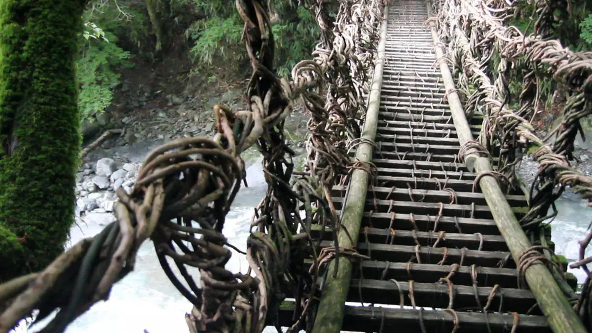 The Twin Vine Bridges of Oku-Iya in Iya Valley
