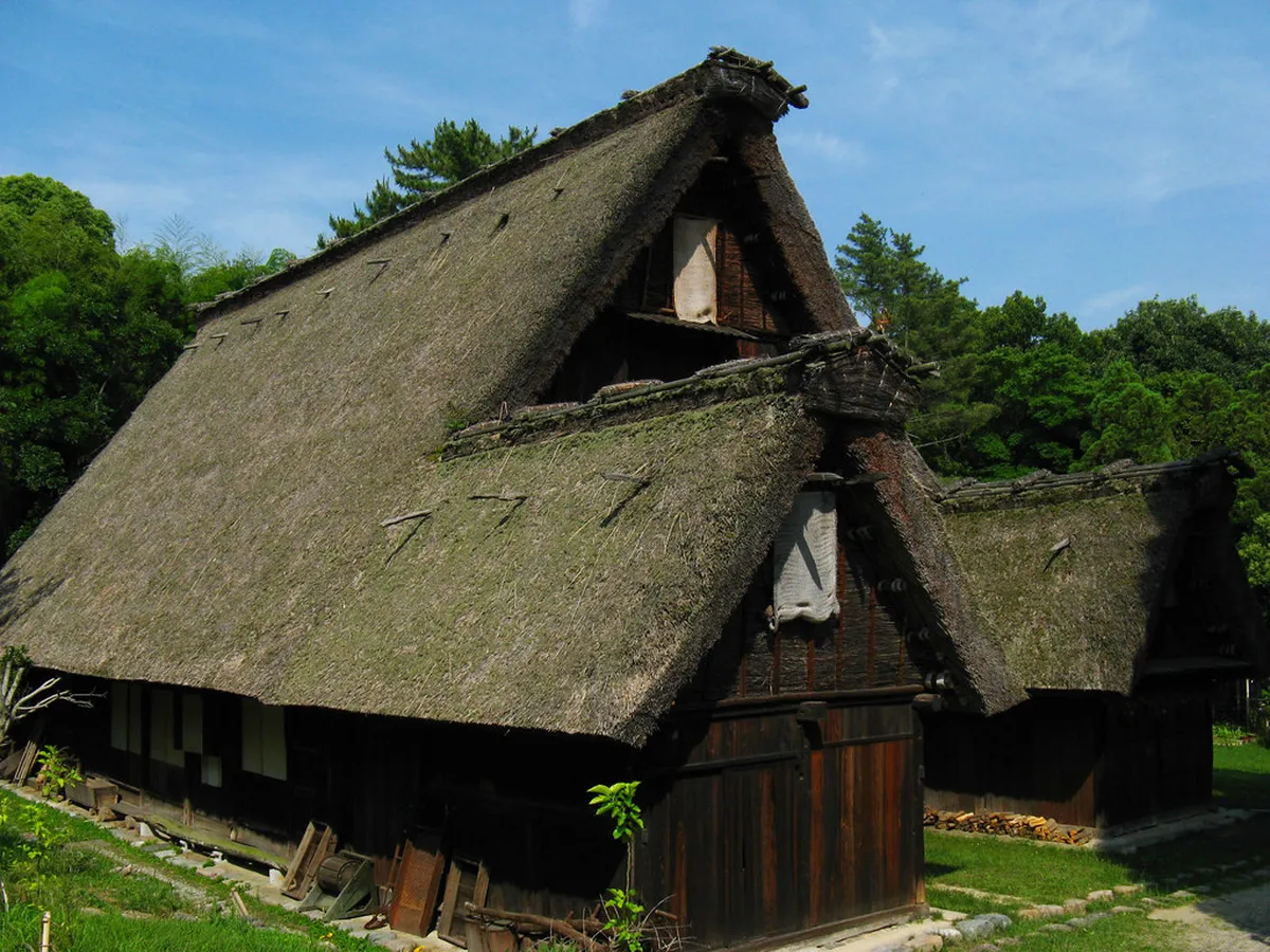 Wada House gassho-zukuri farmhouse interior with traditional Edo-period architecture and steep thatched roof