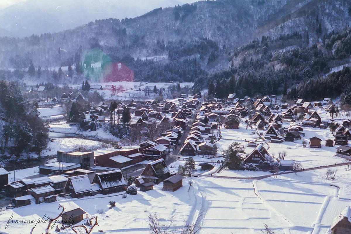 Gassho-zukuri farmhouse in Shirakawa-go covered with snow during winter