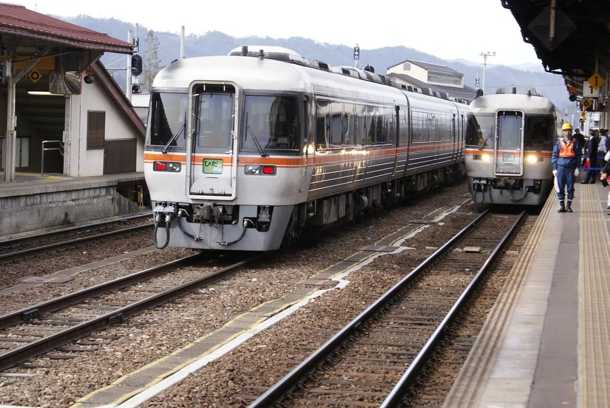 Hida Wide View Express scenic mountain train connecting Takayama to Nagoya through Japan's rugged alpine landscape