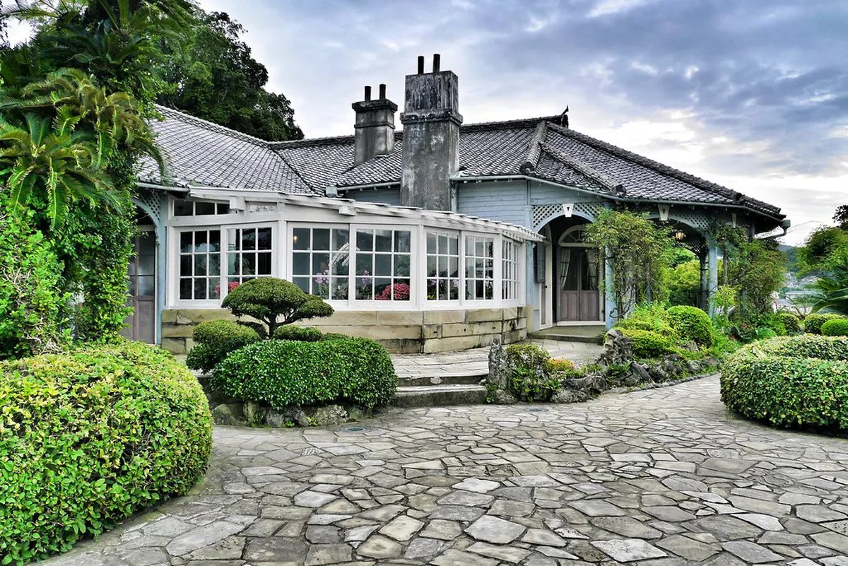 Historic western-style Glover Mansion on the hillside of Glover Garden with views over Nagasaki harbour in Japan