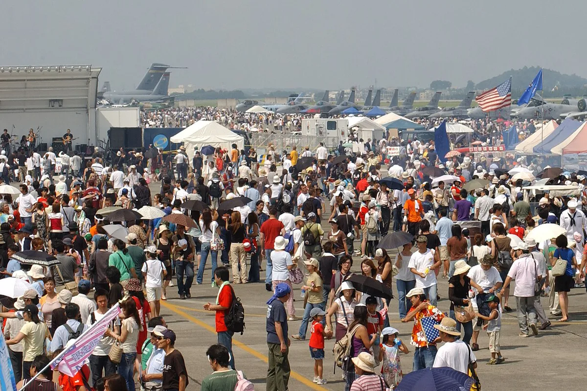 Outdoor music festival stage and crowd in the Tokyo area, Japan — 2