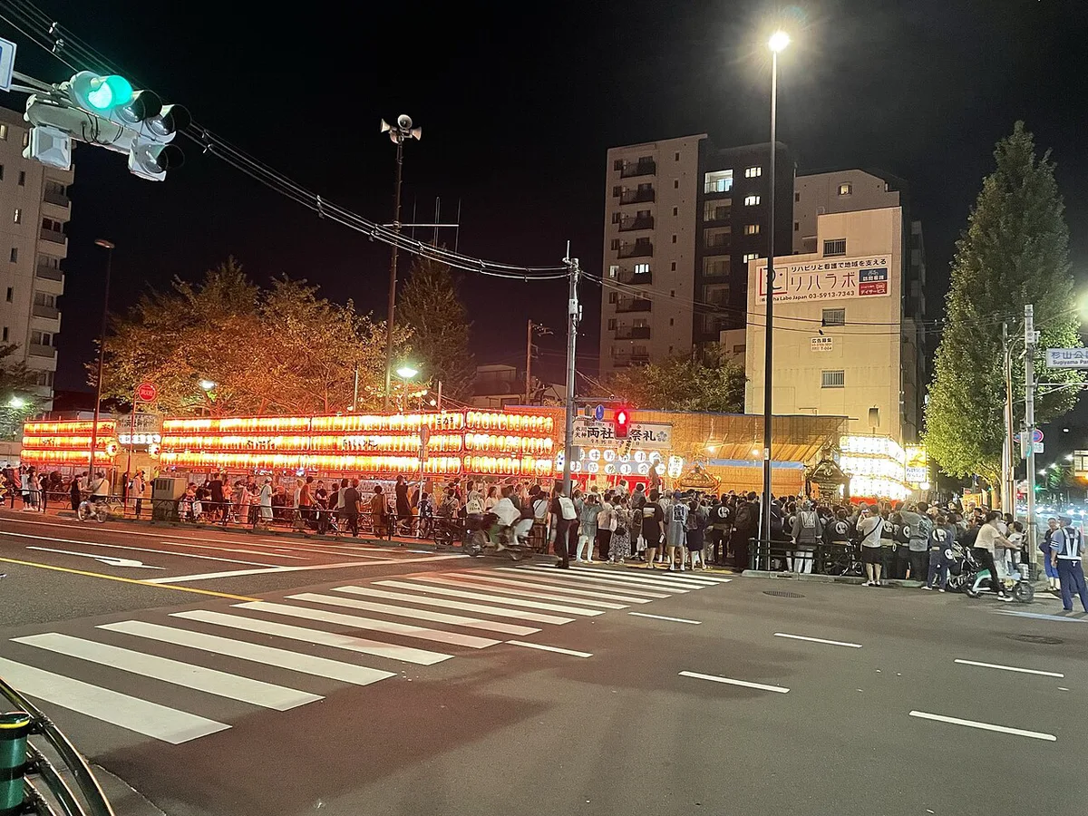Lanterns and festival participants at a summer matsuri in Tokyo, Japan — 1