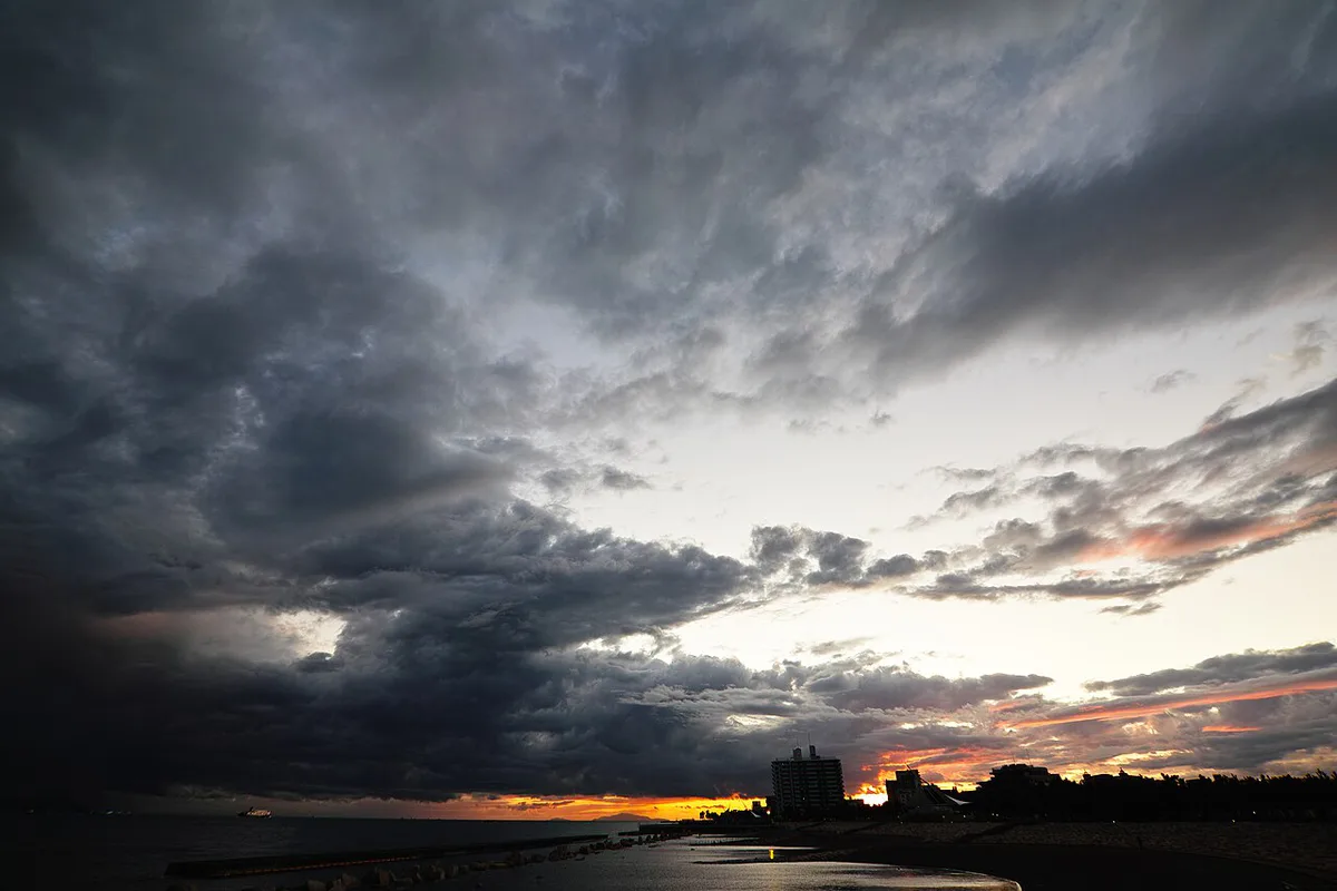 Storm clouds over the Tokyo skyline during Japan typhoon season — 2