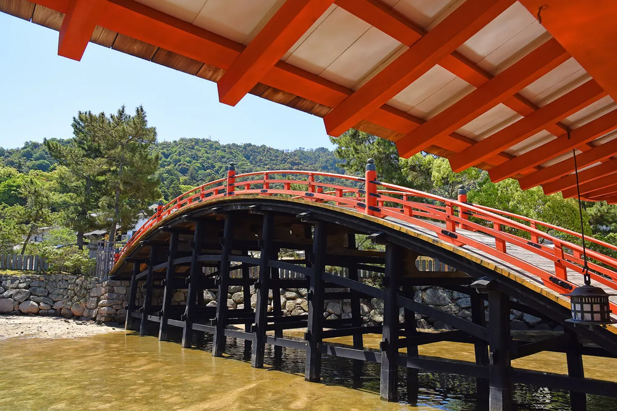 Ancient Buddhist hall on the upper slopes of Mount Misen on Miyajima Island near Hiroshima, surrounded by primeval forest