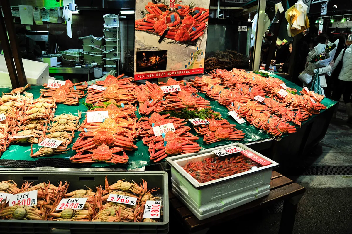 Traditional Kanazawa Japanese meal with regional Kaga cuisine dishes served in lacquerware