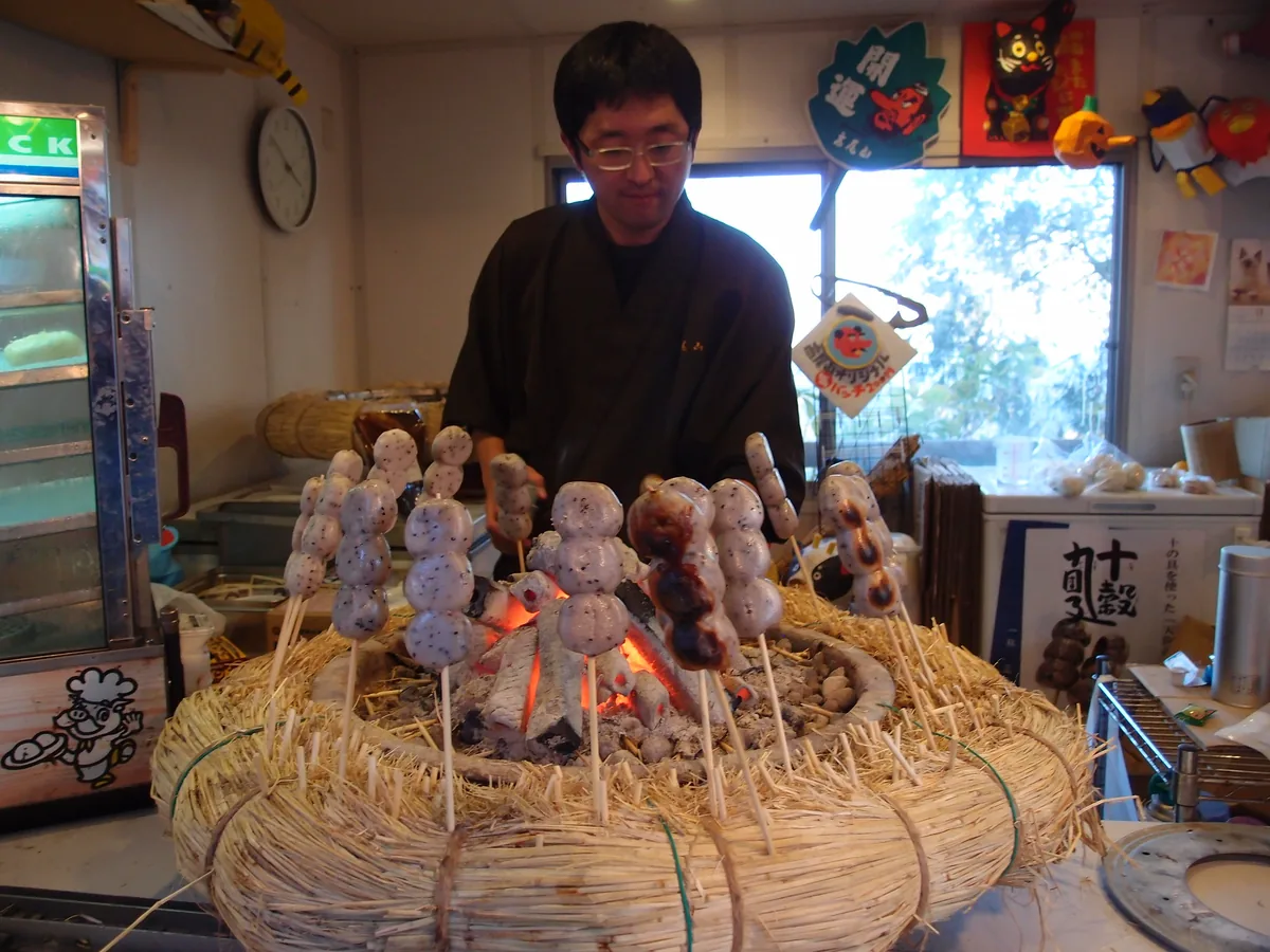 Yaki-dango @ Temple @ Mount Takao, photographed along this Japanese food and travel route