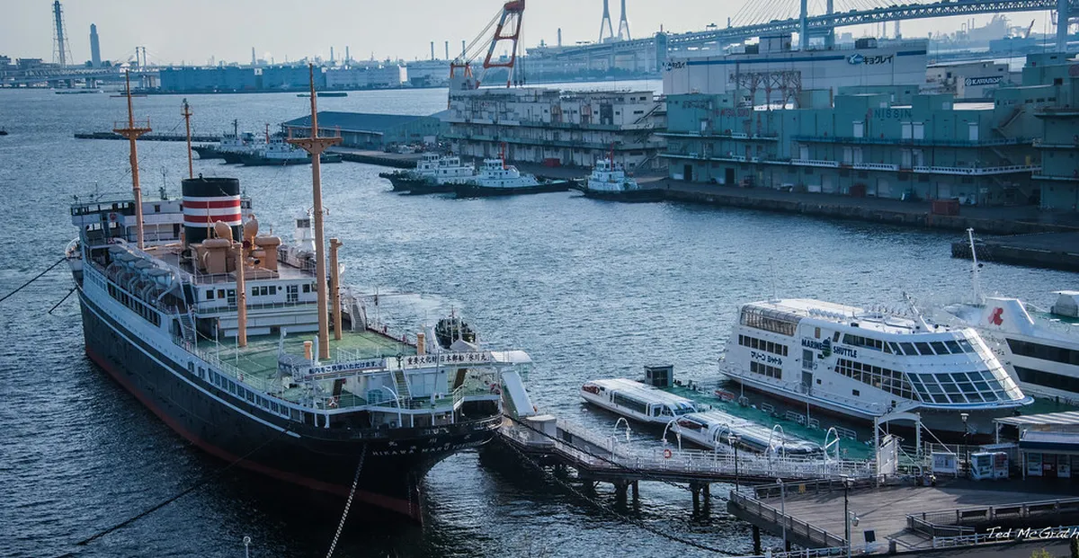 NYK Hikawa Maru ocean liner permanently moored at Yamashita Park in Yokohama, Japan