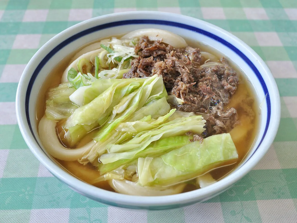 Firm Yoshida udon with cabbage near Kawaguchiko, Japan — 1